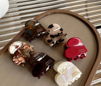 3.5cm Small Hairclaw Acetate  Hair Crabs for Girls Cute Heart Shaped Hairclips Children Women Hair Accessories