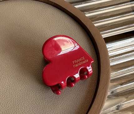 3.5cm Small Hairclaw Acetate  Hair Crabs for Girls Cute Heart Shaped Hairclips Children Women Hair Accessories Rouge