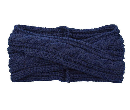 Bandeau Tricoté en Laine Bleu marine