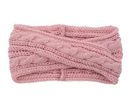 Bandeau Tricoté en Laine Rose poudre
