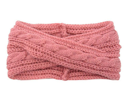 Bandeau Tricoté en Laine Rose