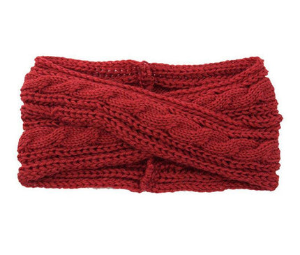 Bandeau Tricoté en Laine Rouge grenat