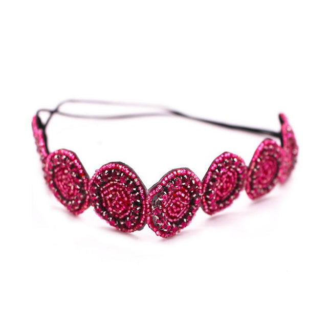 Bijou Cheveux Bohème Perles Fushia