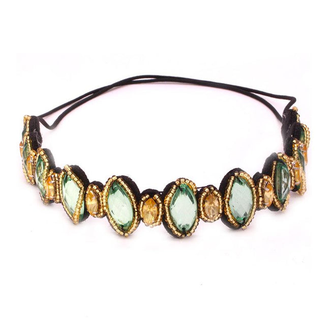 Bijou de tête ocre et jade