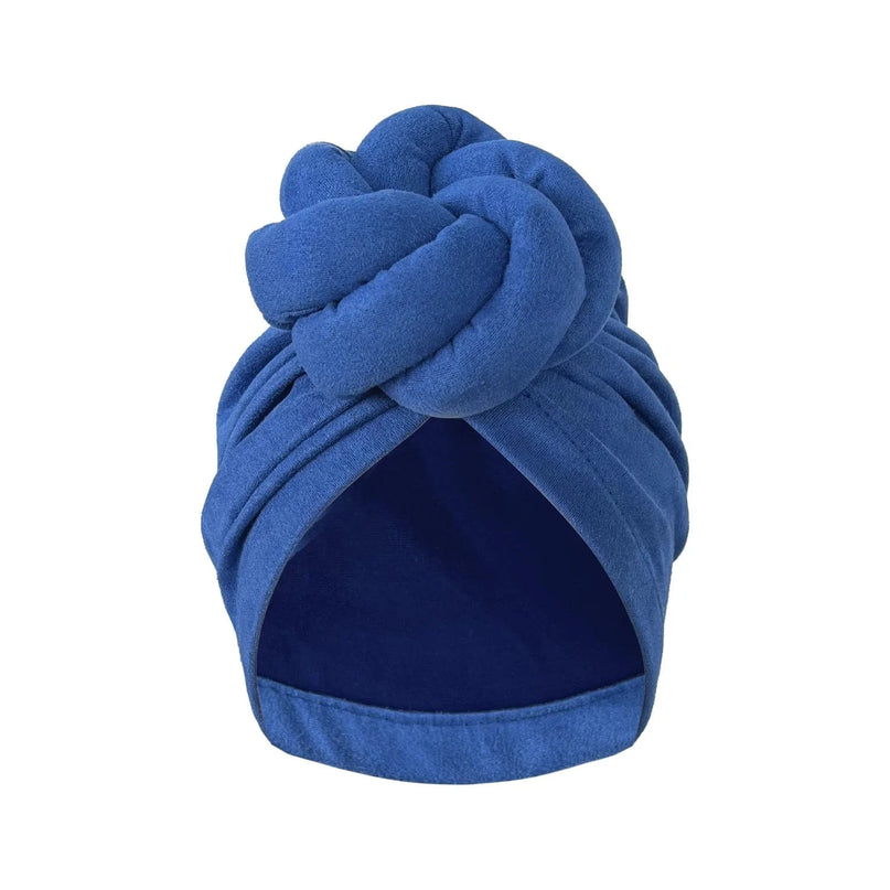 African Style Women Large 3D Flower Turban Hat Headwrap Beanie Hat Mujer Bandanas Headcover Chemo Cap Muslim Hair Accessories Bleu