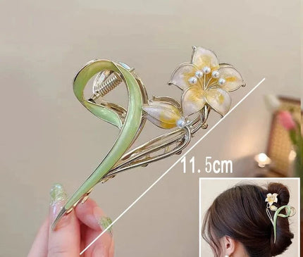 New Sweet Flower Durian Hair Claw Clip Ponytail Grab Hair Clips Shark Clip Woman Hairpins For Girl Hair Accessories Headdress S-14