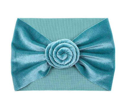 Bandeau Velours Bébé Fille Aigue Marine
