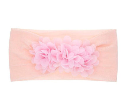 Bandeau Enfant avec Fleur Rose poudre