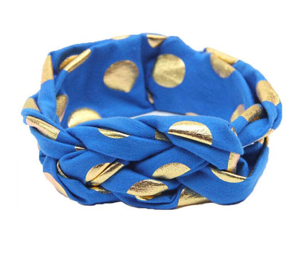 Bandeau Tressé Bébé Pois Dorés Bleu