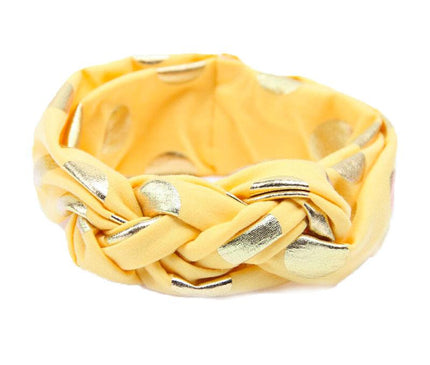 Bandeau Tressé Bébé Pois Dorés Jaune