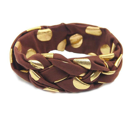 Bandeau Tressé Bébé Pois Dorés Marron