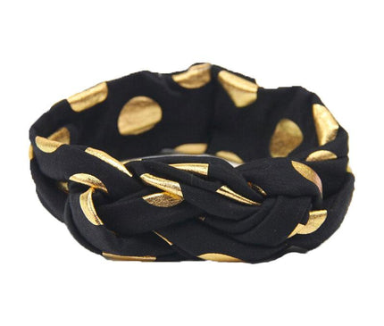 Bandeau Tressé Bébé Pois Dorés Noir