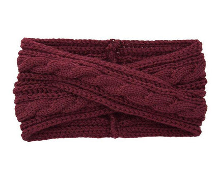 Bandeau Tricoté en Laine Burgundy
