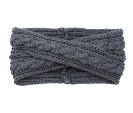 Bandeau Tricoté en Laine Gris ardoise