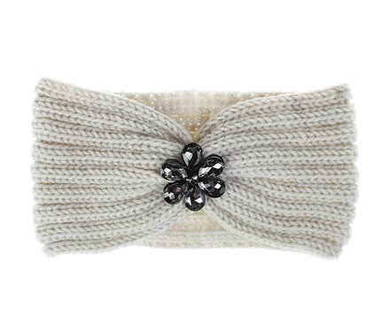 Bandeau Tricoté Main Féminin Blanc Neige