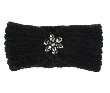 Bandeau Tricoté Main Féminin Noir