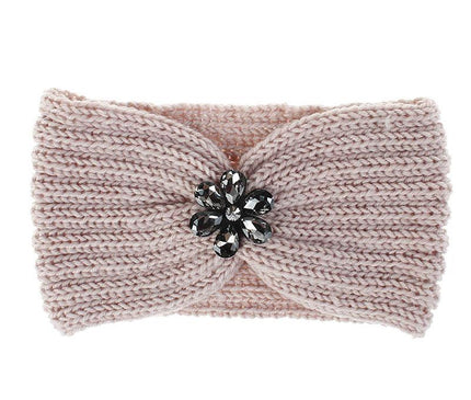 Bandeau Tricoté Main Féminin Rose poudre