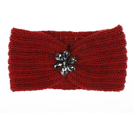Bandeau Tricoté Main Féminin Rouge Grenat
