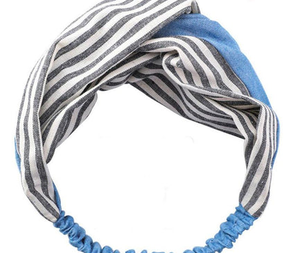 Bandeau Torsadé Rayures Chic Gris
