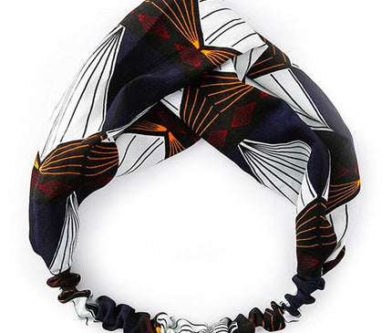 Bandeau Torsadé Femme Géométrique Bleu de minuit