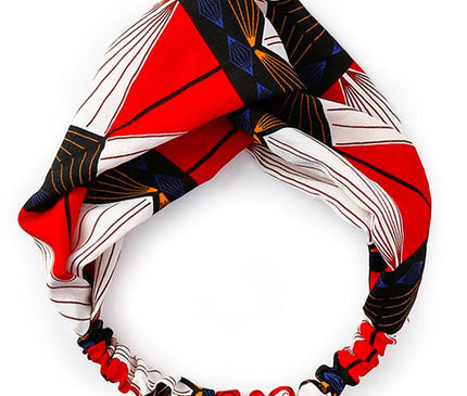 Bandeau Torsadé Femme Géométrique Rouge