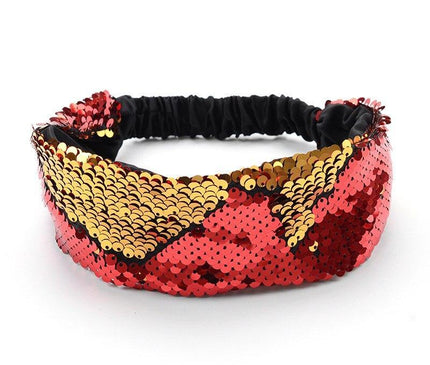 Bandeau Glamour à Sequins Rouge Or