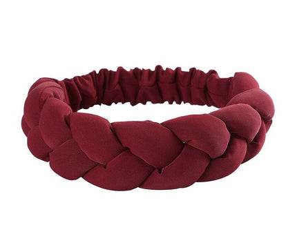 Bandeau Tressé Femme Élégant Lie de Vin