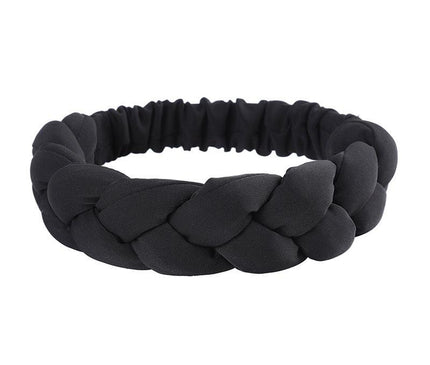 Bandeau Tressé Femme Élégant Noir