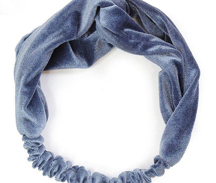 Bandeau Torsadé en Velours Bleu