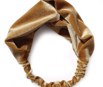 Bandeau Torsadé en Velours Champagne