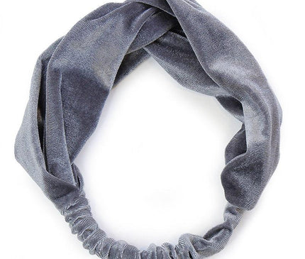 Bandeau Torsadé en Velours Gris