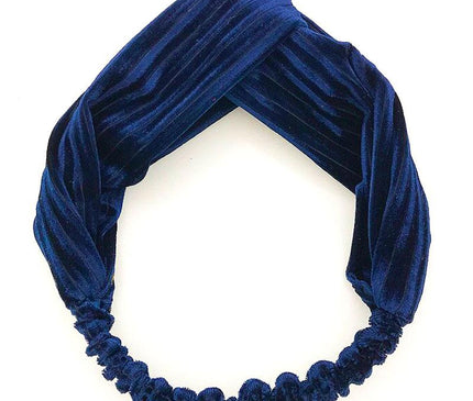 Bandeau Torsadé Velours Femme Bleu marine
