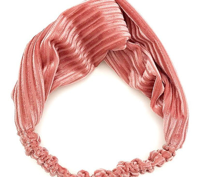 Bandeau Torsadé Velours Femme Rose poudre