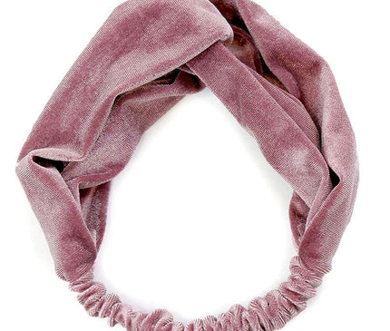 Bandeau Torsadé en Velours Vieux Rose