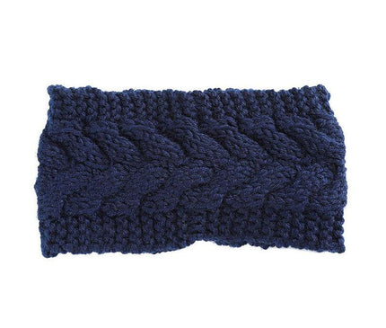 Bandeau Hiver Laine Mérinos Bleu marine