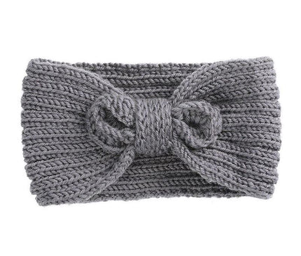 Bandeau Tricoté en Laine Gris souris