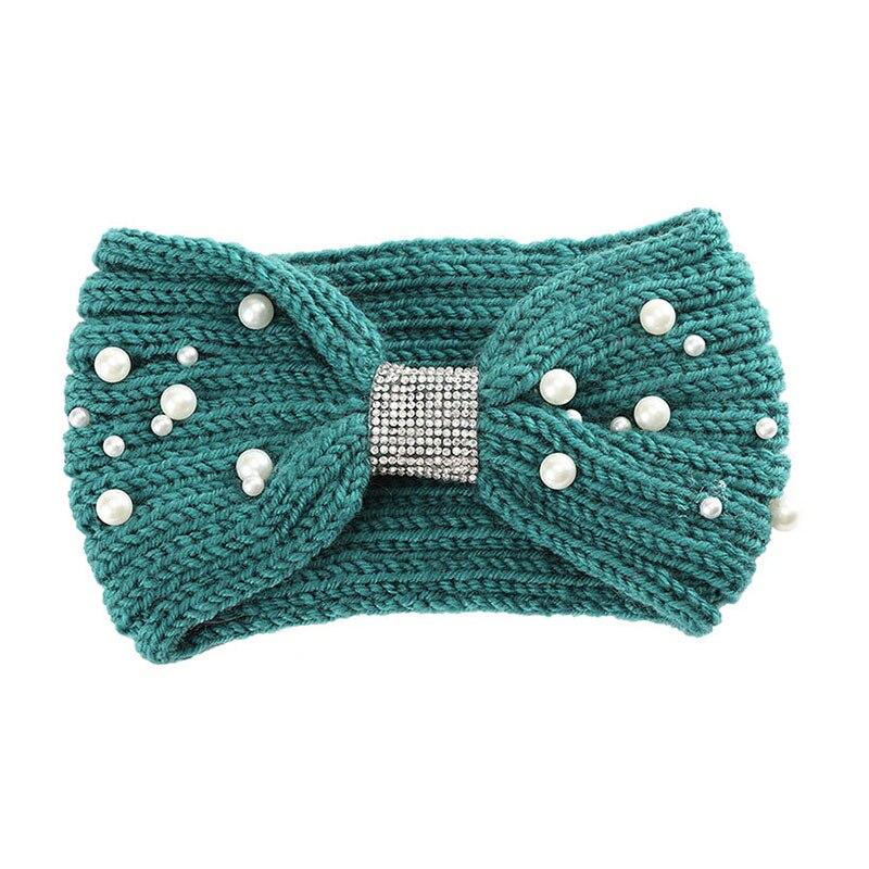 Bandeau Tricoté Élégant Femme Bleu Canard