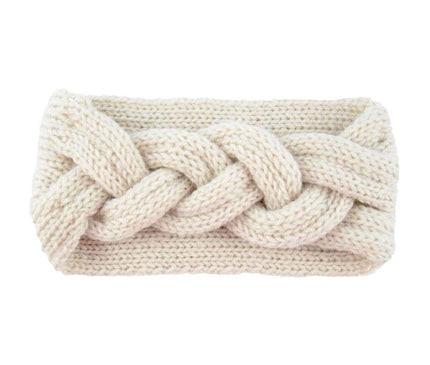 Chaud bandeau tressé laine Ivoire