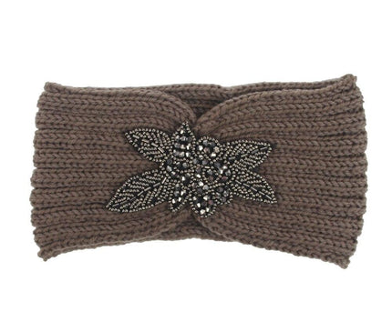 Bandeau Féminin Perles Fleur moka