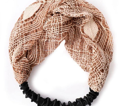 Headband Bohème en Macramé Rose Poudre