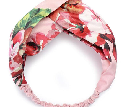 Bandeau Floral en Satin Rose