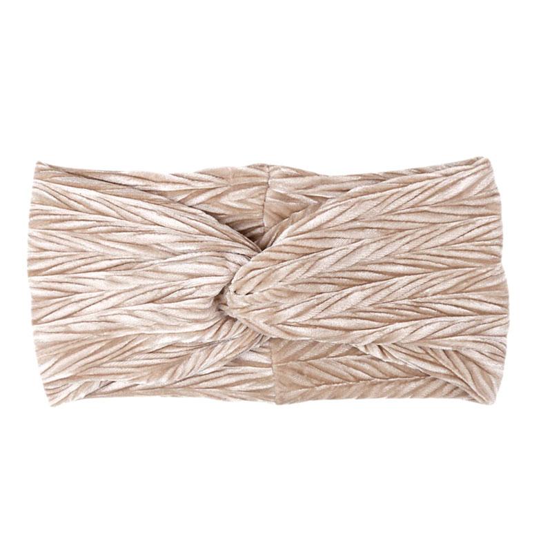 Bandeau Velours Torsadé Femme Champagne