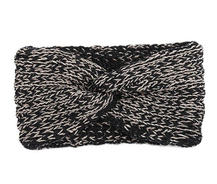 Bandeau Tricoté Main Femme Noir