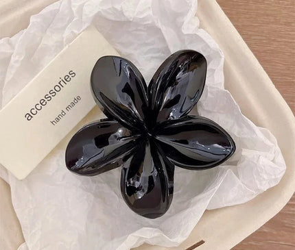 Black Color Korean Hawaiian Gradient Flower Hair Claw Clip For Women Girl Fashion Plastic Non Slip Hold Hairpin Barrette Hair Accessories