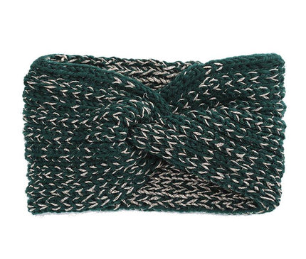 Bandeau Tricoté Main Femme Vert sapin