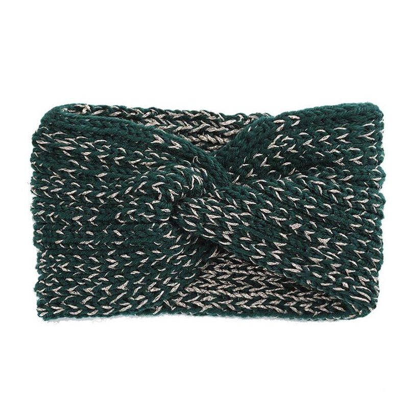 Bandeau Tricoté Main Femme Vert sapin