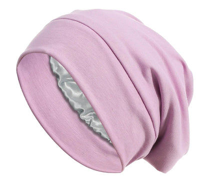 Women Soft Satin Lining Turban Hat Sleep Cap Cancer Chemo Hat Beanie Headwrap Hair Loss Bonnet Rose