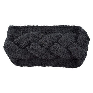 Chaud bandeau tressé laine Noir