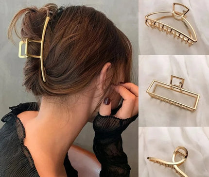 Gold Color Hollow Geometric Hair Clips Metal Hair Claw Cross Hairclip Headband Hairpin Hair Crab Women Hair Fashion Accessories