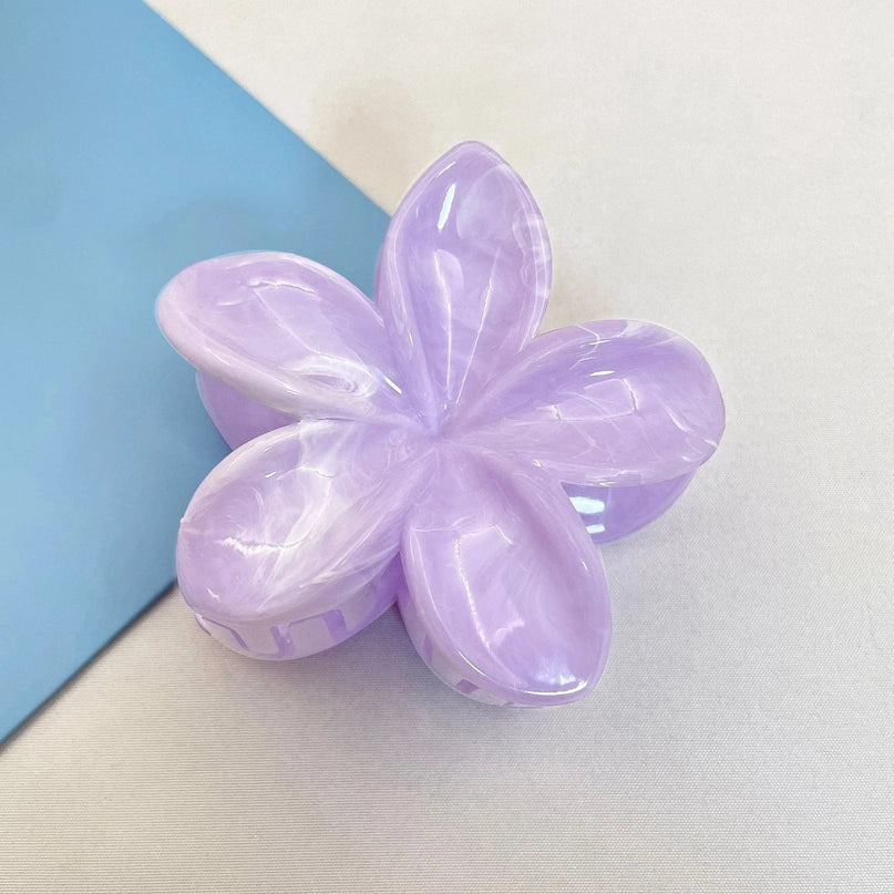 Marble Purple color Korean Hawaiian Gradient Flower Hair Claw Clip For Women Girl Fashion Plastic Non Slip Hold Hairpin Barrette Hair Accessories